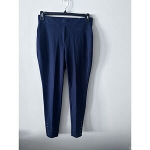 Chico's Ponte Rivet Pant Stud Legging Womens Size 1 Navy Blue Size 8 NWT